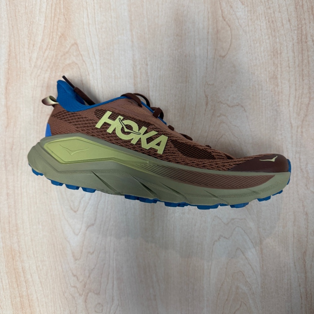 Hoka Brown and Blue Trail Shoes
